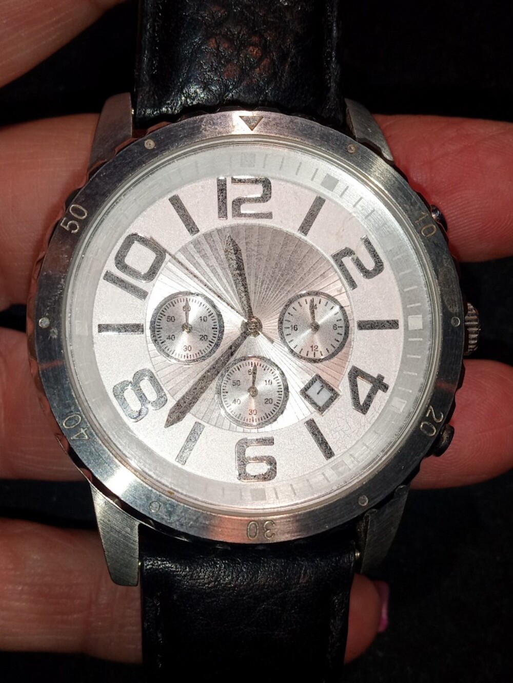 Rare-Silpada Silver Dial Watch with Black Leather Strap